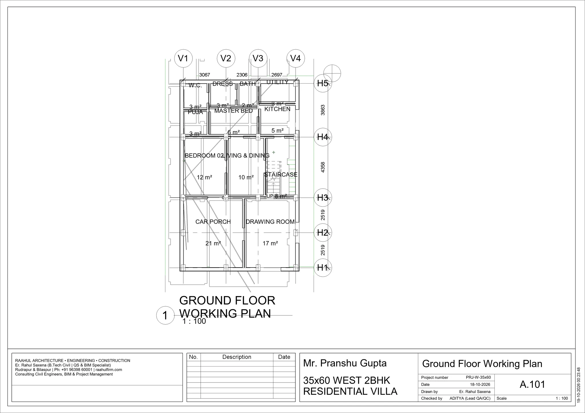 Sheet A-101 Ground Floor GFC Working Blueprint